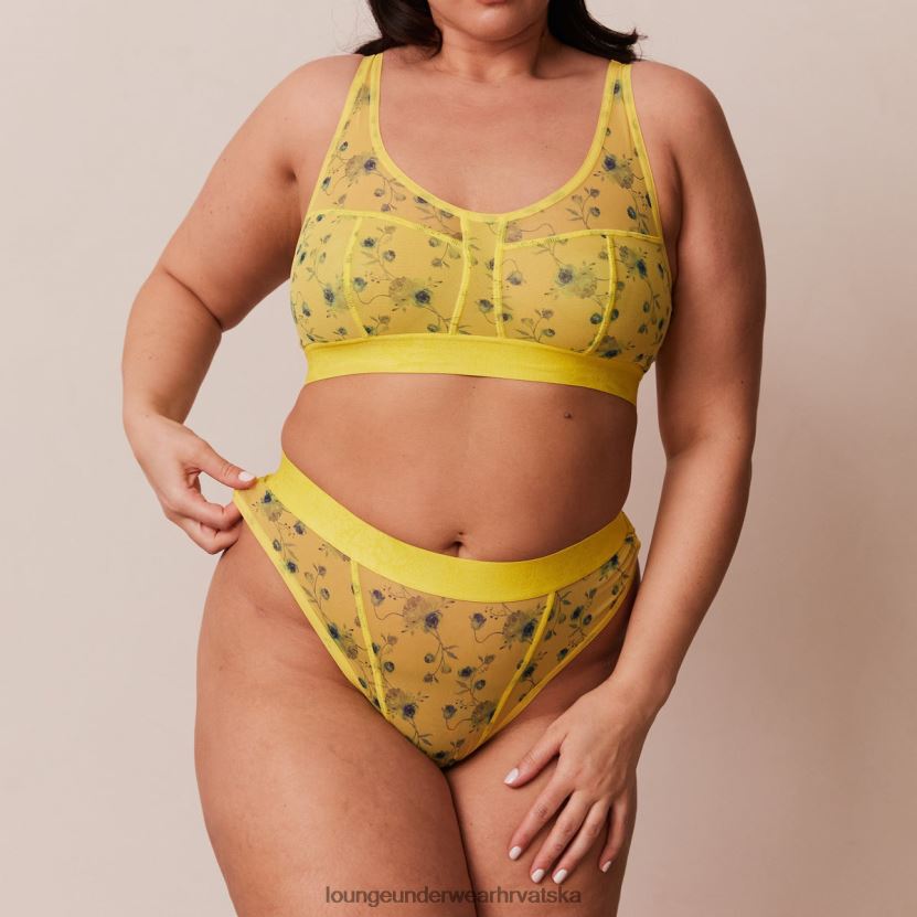 hr Lounge žene cvjetni mrežasti set bralette & tange žuta boja N0V4DZ229 donje rublje - Image 11