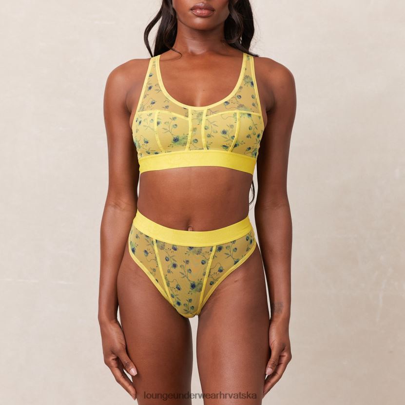 hr Lounge žene cvjetni mrežasti set bralette & tange žuta boja N0V4DZ229 donje rublje - Image 5