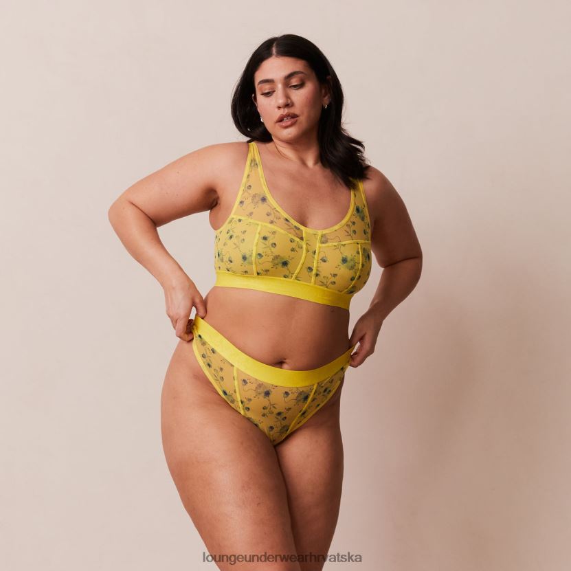 hr Lounge žene cvjetni mrežasti set bralette & tange žuta boja N0V4DZ229 donje rublje - Image 9