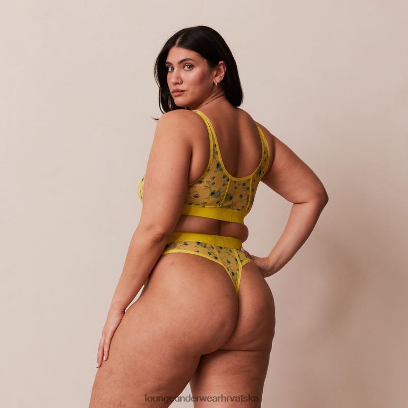 hr Lounge žene cvjetni mrežasti set bralette & tange žuta boja N0V4DZ229 donje rublje - Image 10