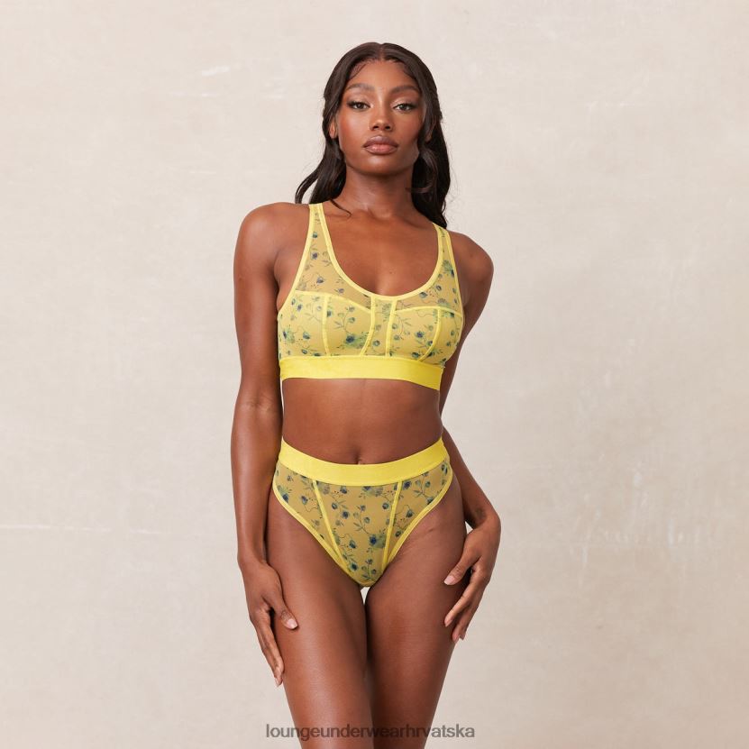hr Lounge žene cvjetni mrežasti set bralette & tange žuta boja N0V4DZ229 donje rublje - Image 1