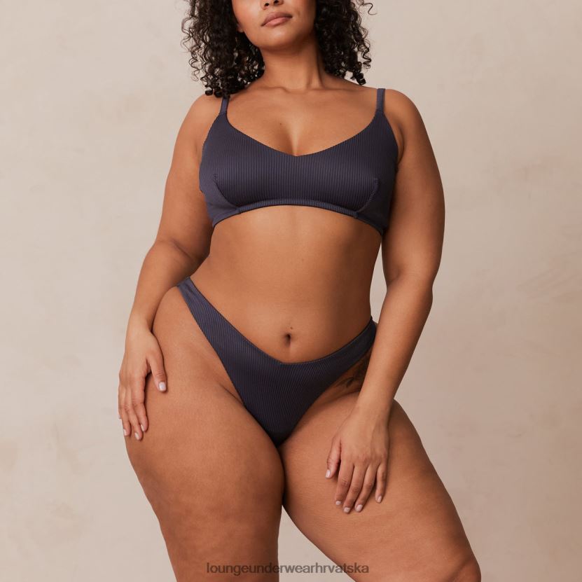 hr Lounge žene rebrasti trokutasti grudnjak i tange/gaćice ugljen plava N0V4DZ235 donje rublje - Image 14